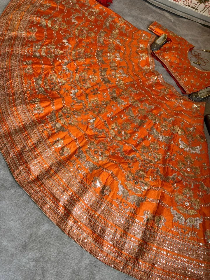 Jalpari Silk With Embroidery Sequence Zari Design Work Lehenga Work