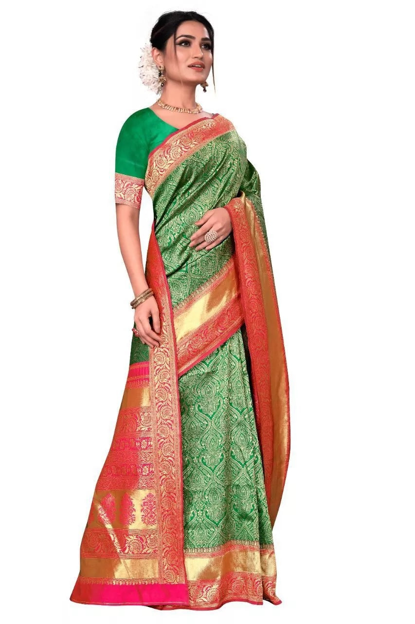 Soft Lichi Silk Saree With Blouse