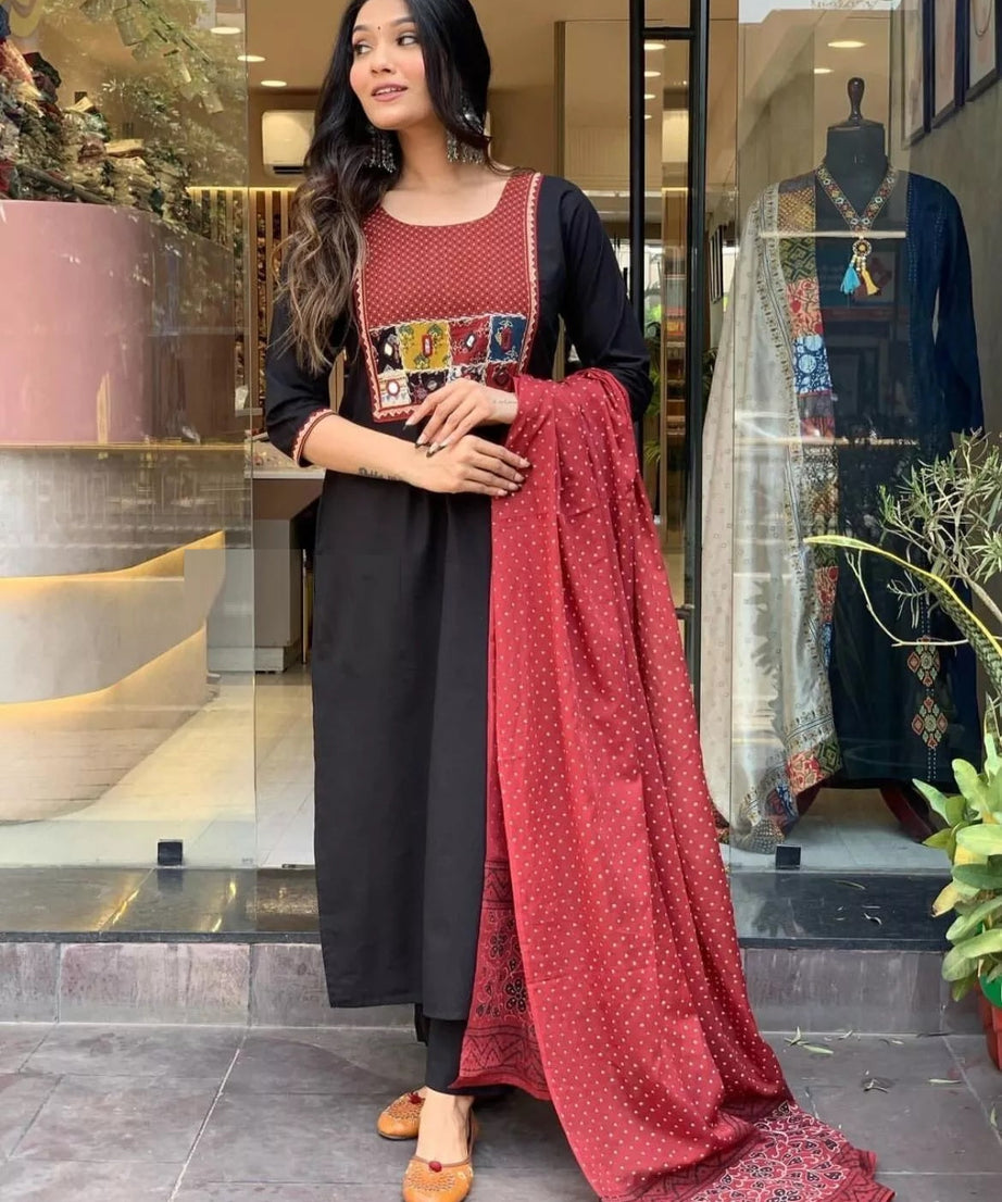 Rayon With Mirror Work Women Readymade Salwar Kameez Dupatta