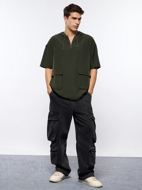 Dark Olive Hooded T-Shirts