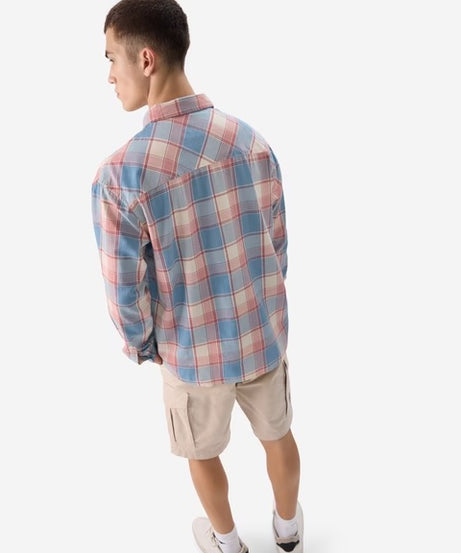 Plaid  Blue, White, Pink Men Relaxed Shirts