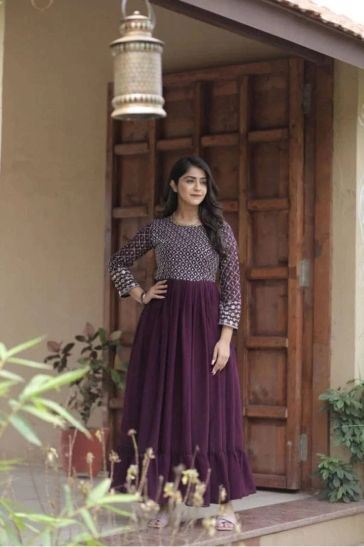 Classic Beautiful Party Wear, Beach Wear Embroidered Long Top Dress