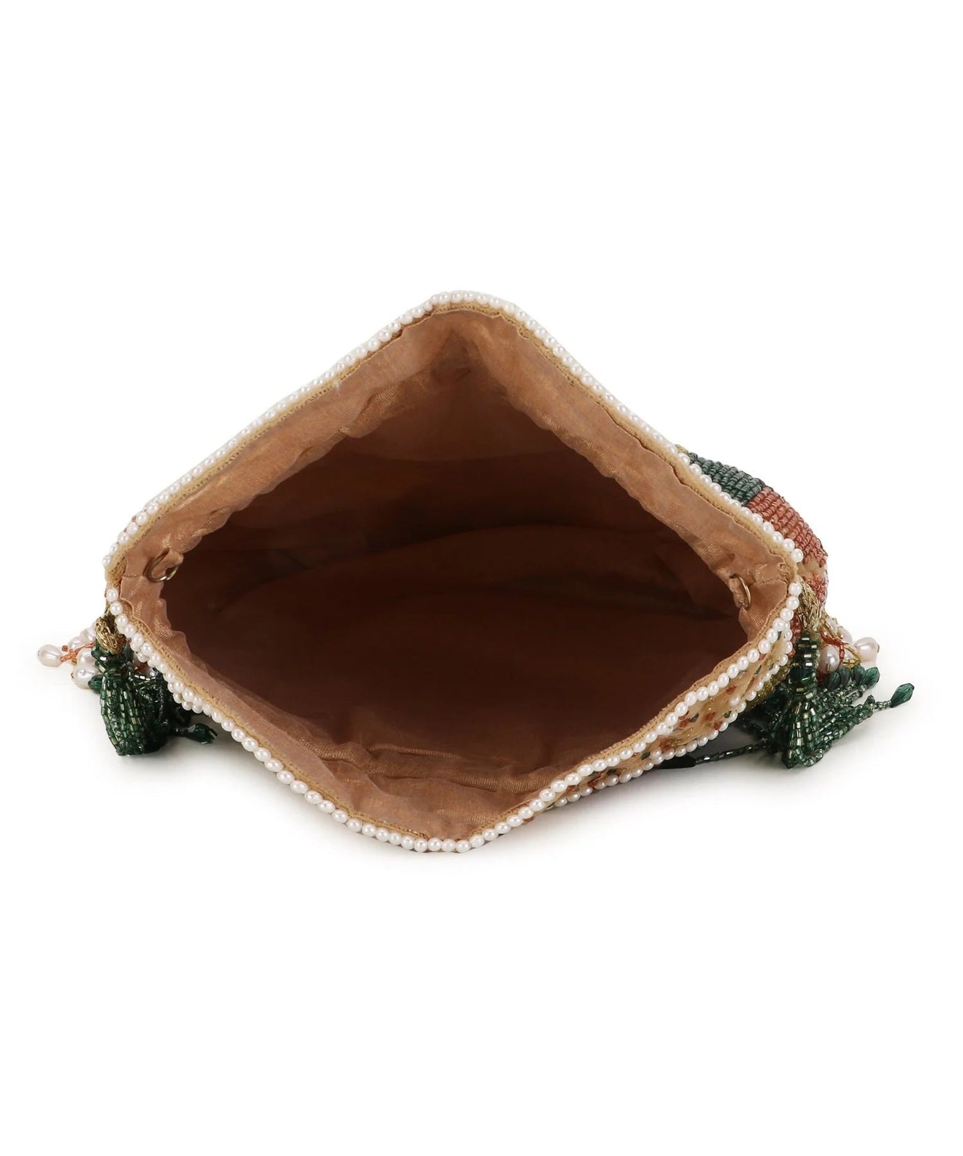 Dangle Chevron Embellished Velvet Potli Bag