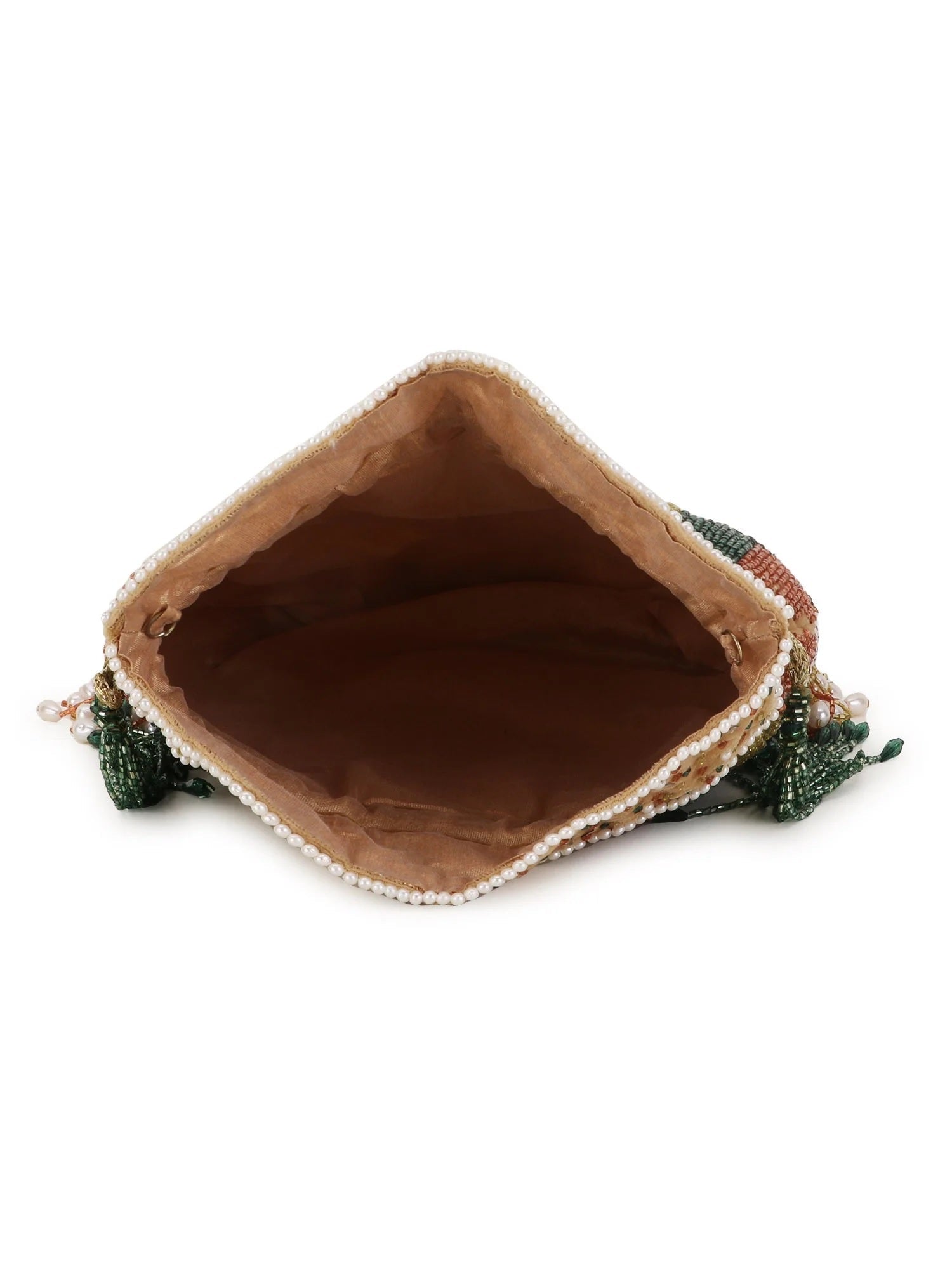 Dangle Chevron Embellished Velvet Potli Bag