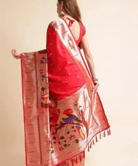 Pure Soft Kanchivaram Paithani Silk Saree With Blouse