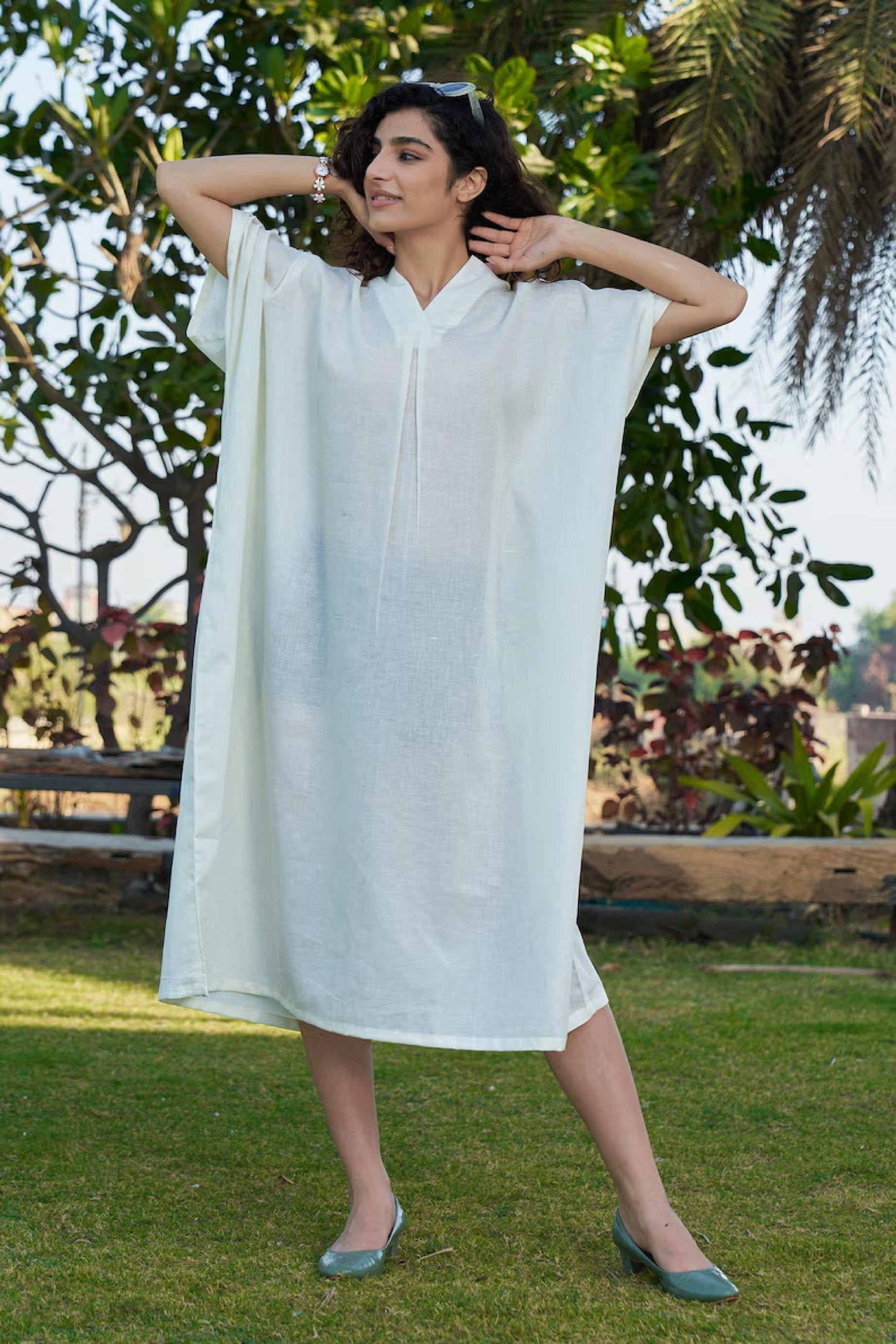 Women Linen dress casual soft oversize kaftan dress