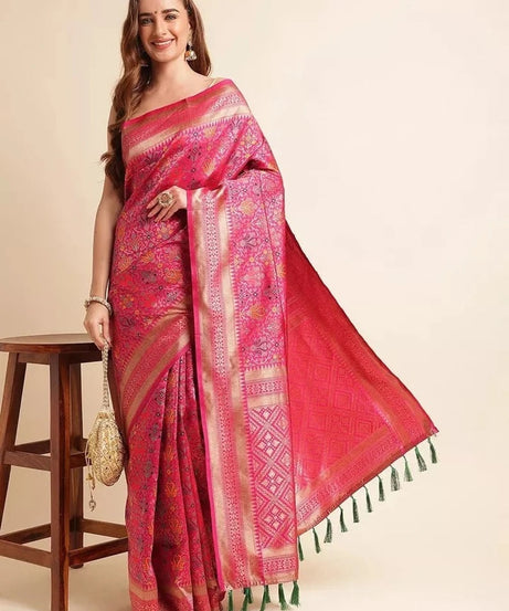 Heavy Banarasi Weaving Patola Silk Saree With Blouse