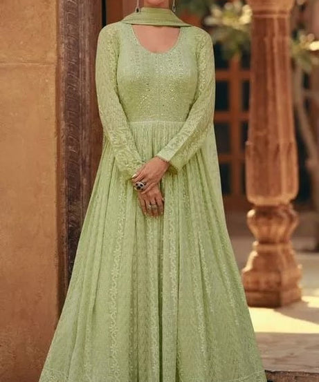 Heavy Faux Georgette Bollywood Top Bottom & Dupatta