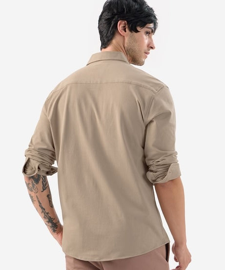 Textured Mudbrown Men Textured Shirts