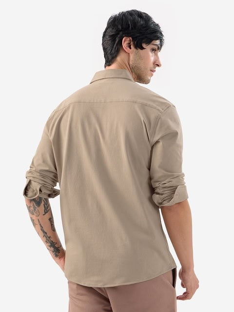 Textured Mudbrown Men Textured Shirts