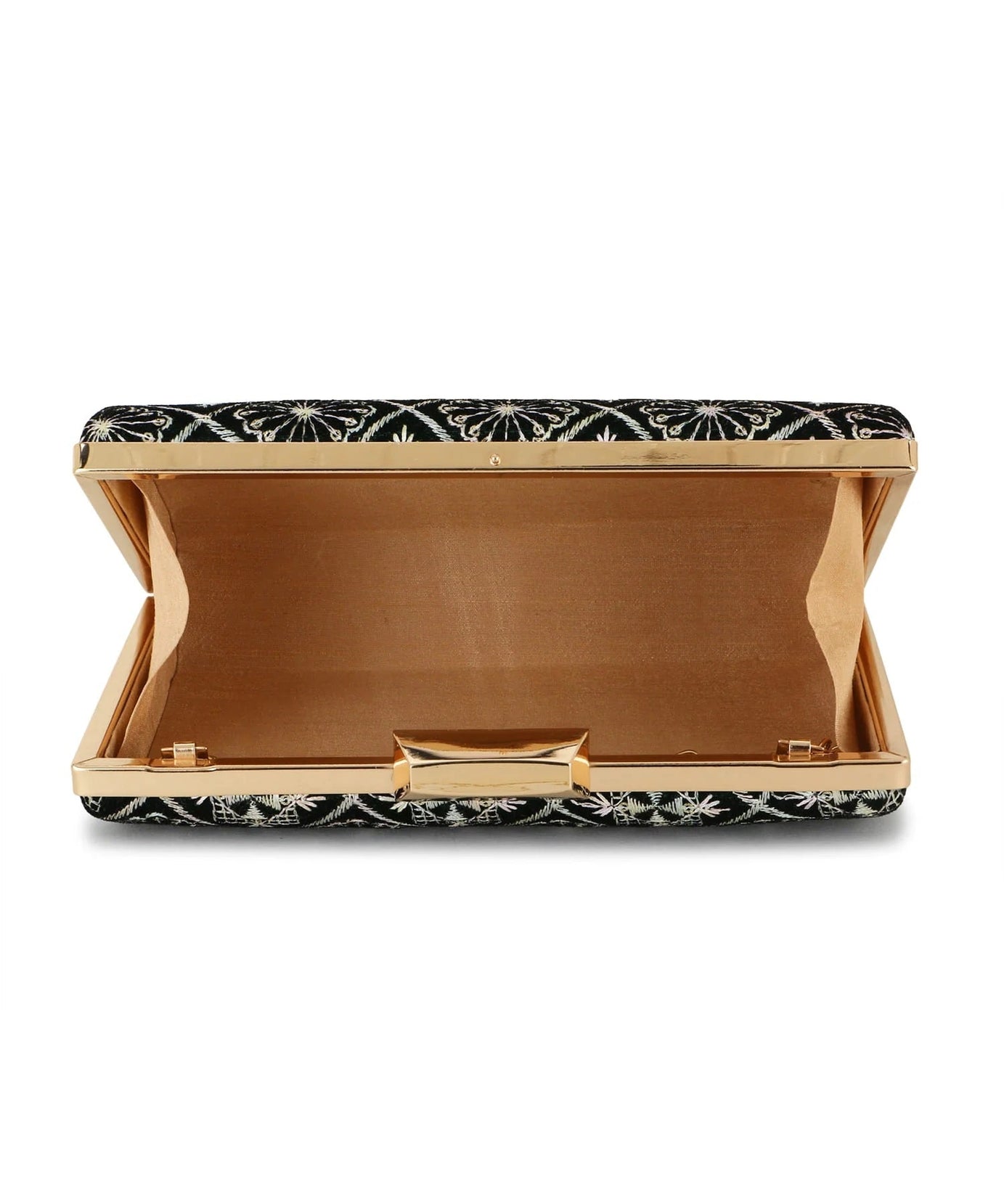 Hue Geometric Embroidered Velvet Clutch