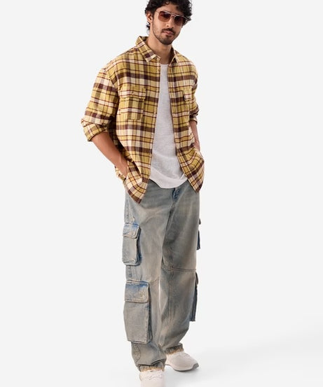 Plaid Oak Buff Men Utility Shirts