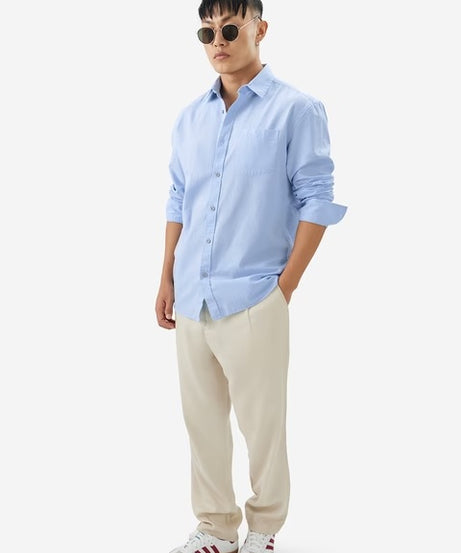 Cotton Linen Sky Blue Cotton Linen Shirts