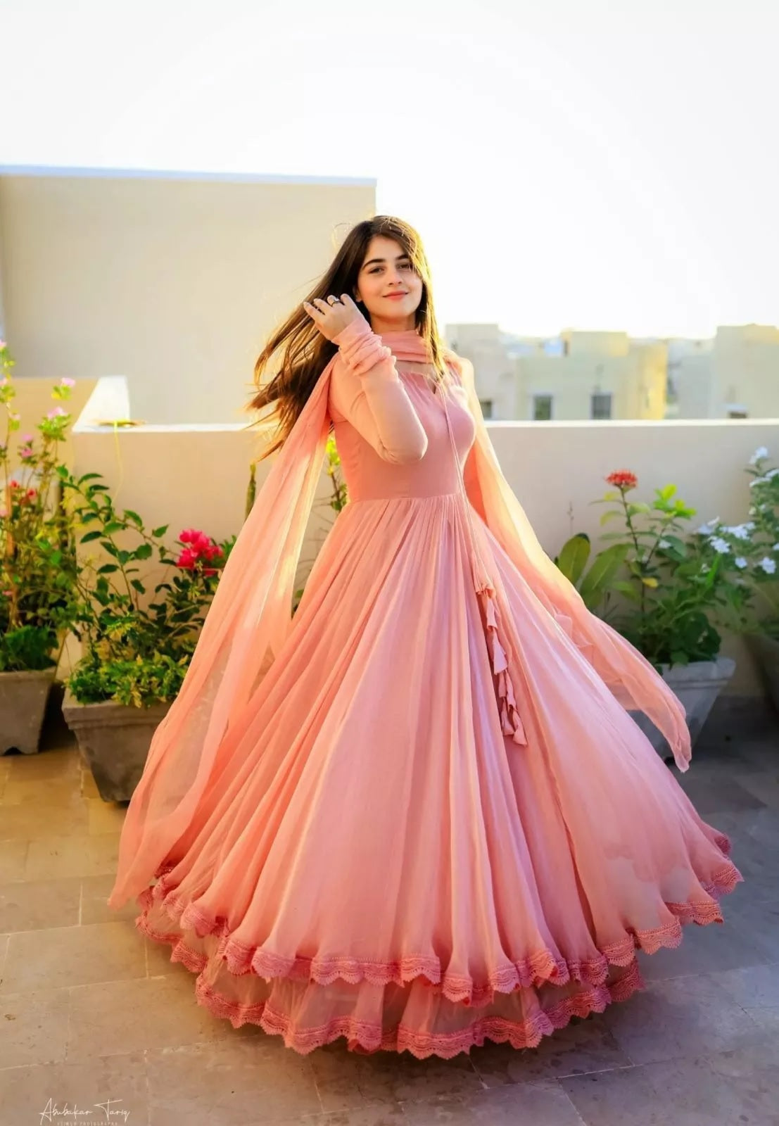 Traditional Wear Faux Georgette Long Anarkali Gown & Dupatta