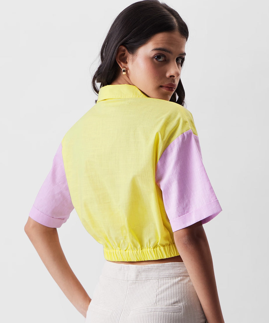 TSS Originals  Yellow And Pink Women Cropped Shirts