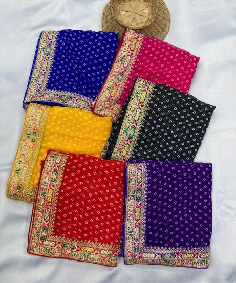 Georgette With Digital Print &Embroidery Work Sari With Blouse