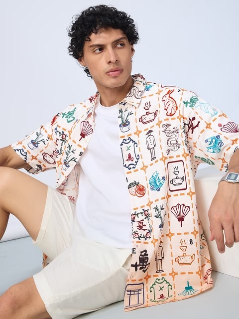 Ombre Mahjong Tiles Oversized Shirts