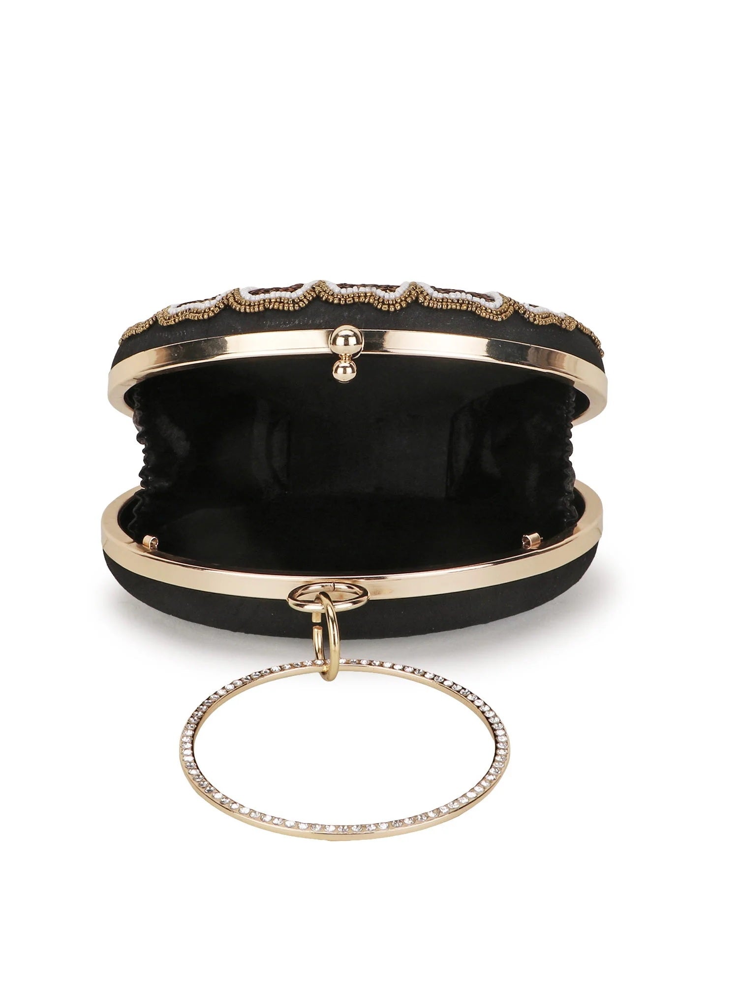 Gala Floral Emroidered Faux Silk Clutch