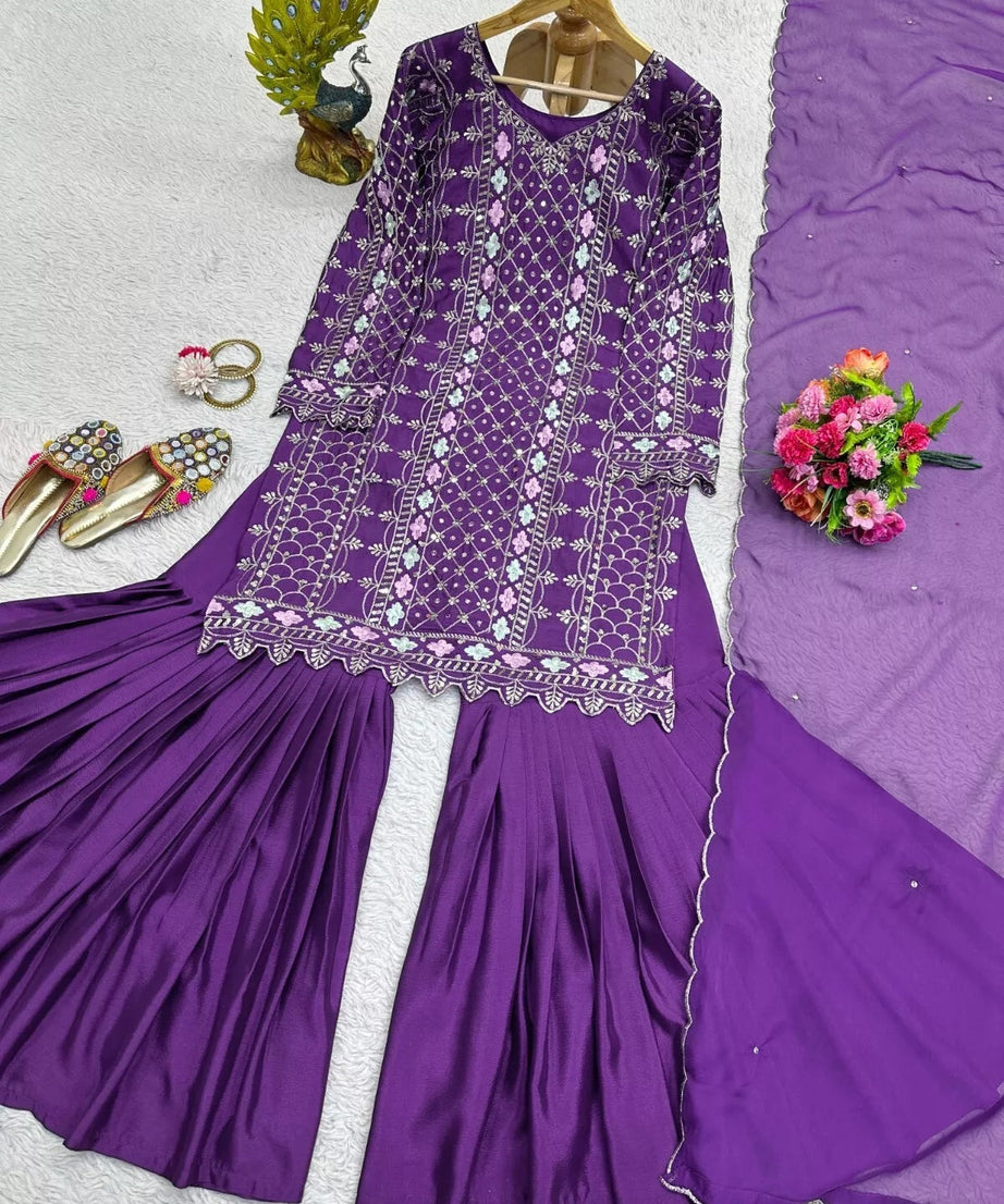 Chinon Silk & Sequence Work Salwar Kameez Dupatta