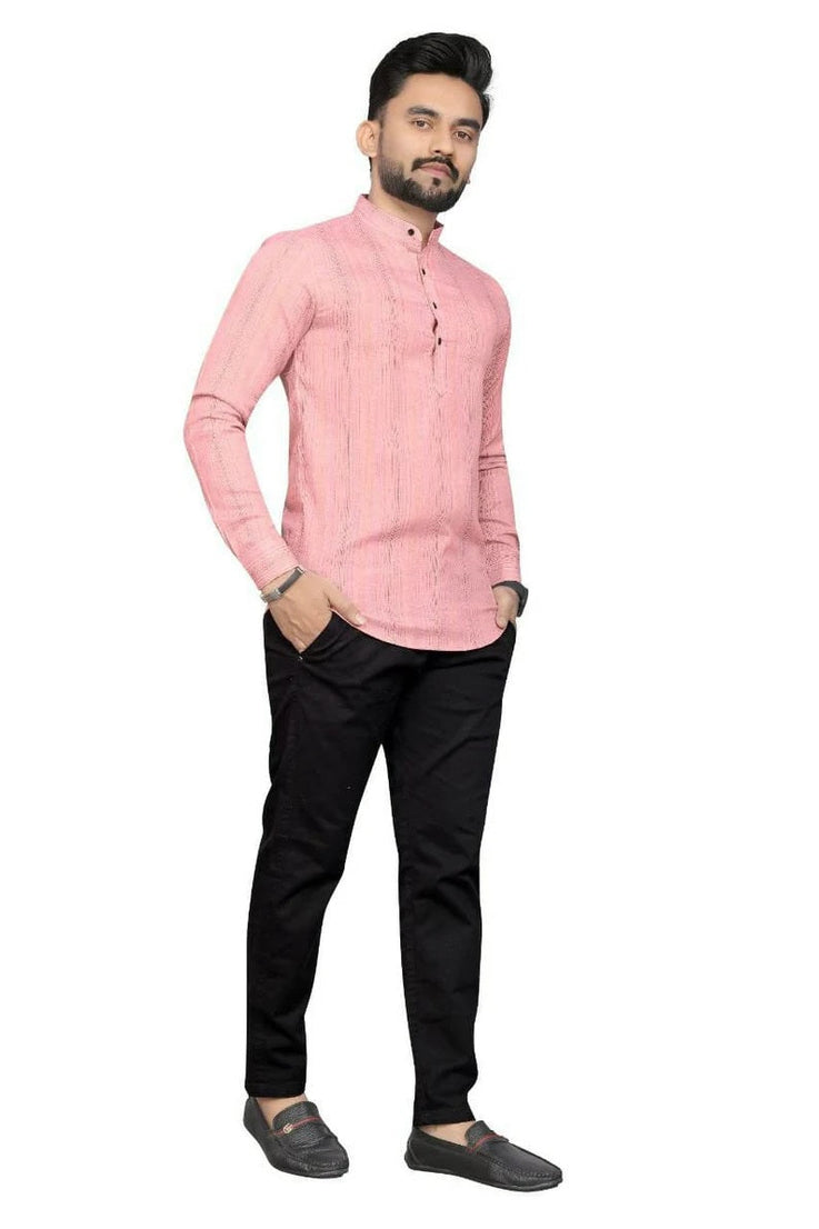 Premium Linen Cotton Fabric Short Kurta For Men's