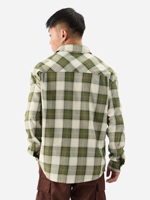 Plaid Olive Men Utility Shirts