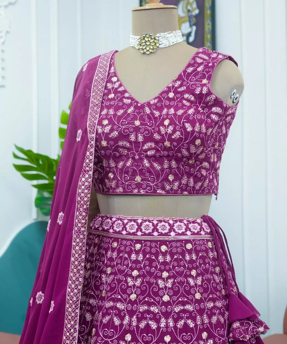 Georgette With Thread Sequence Work  Lehenga Blouse & Dupatta