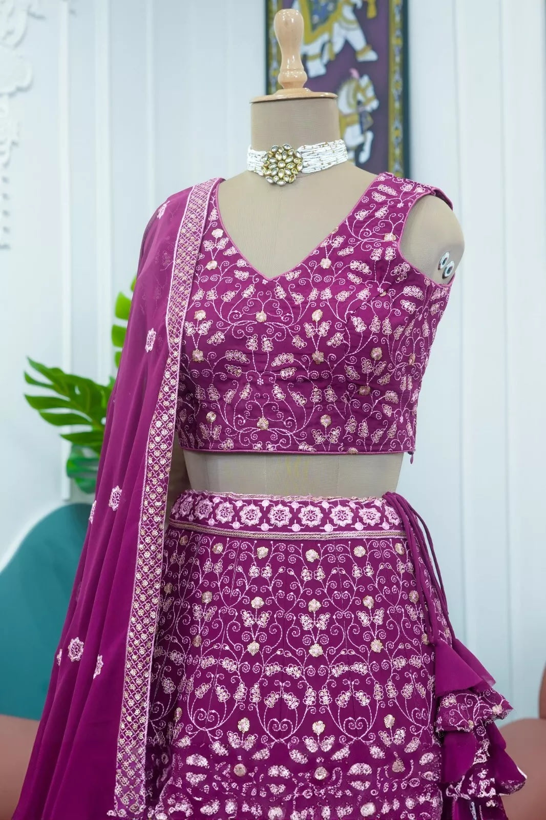 Georgette With Thread Sequence Work  Lehenga Blouse & Dupatta