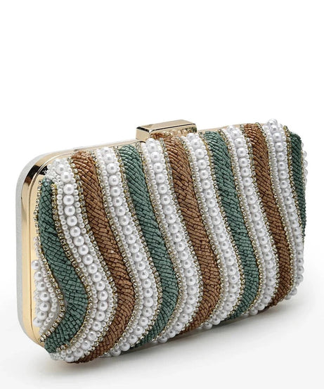 Traditional Embellished Faux Silk Box Clutch
