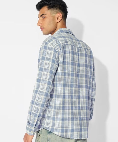 Plaid Skyfall Men Utility Shirts