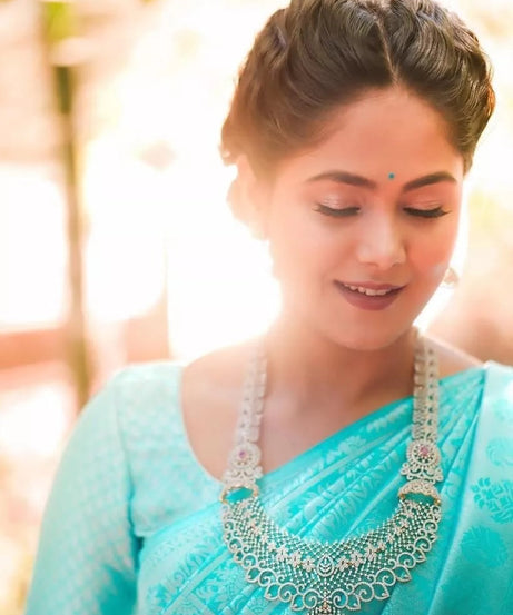 Women's Indian Designer Soft Lichi Silk Saree & Blouse