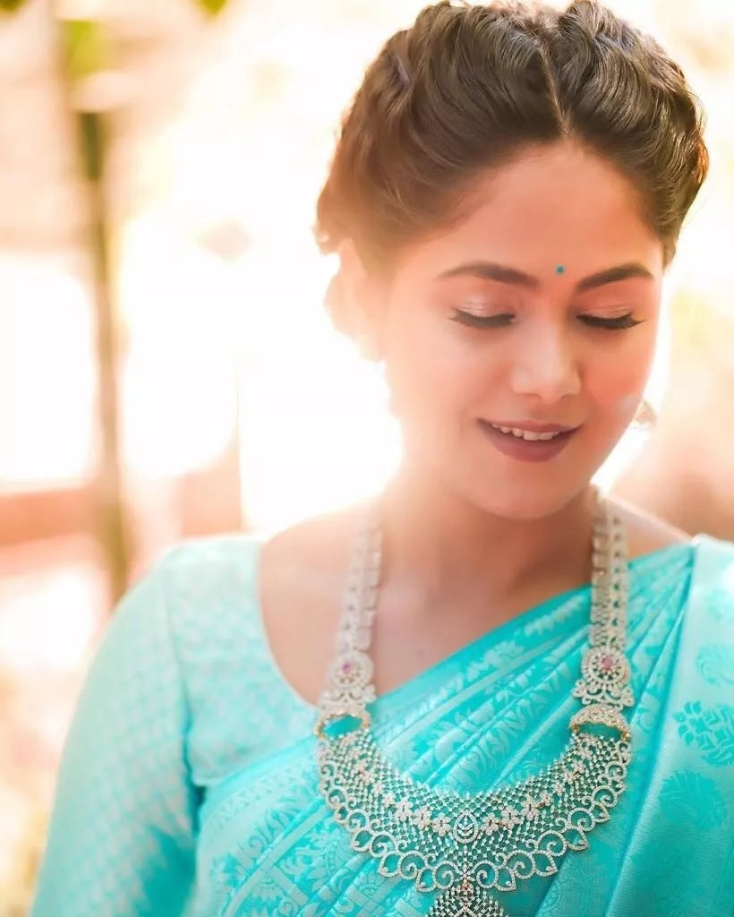 Women's Indian Designer Soft Lichi Silk Saree & Blouse