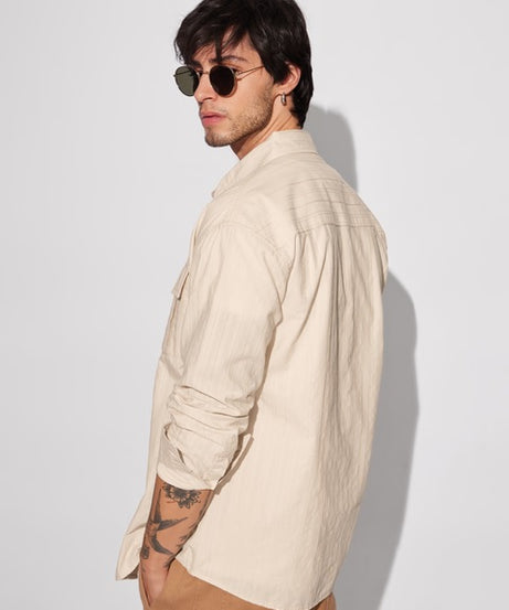 Solids Rich Cream Men Utility Shirts