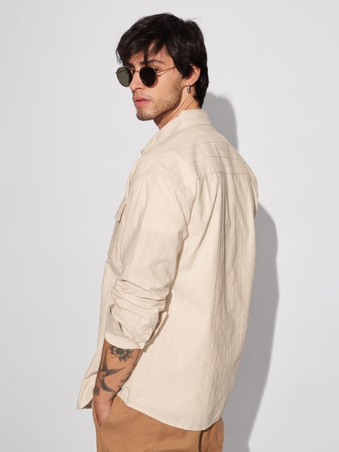 Solids Rich Cream Men Utility Shirts