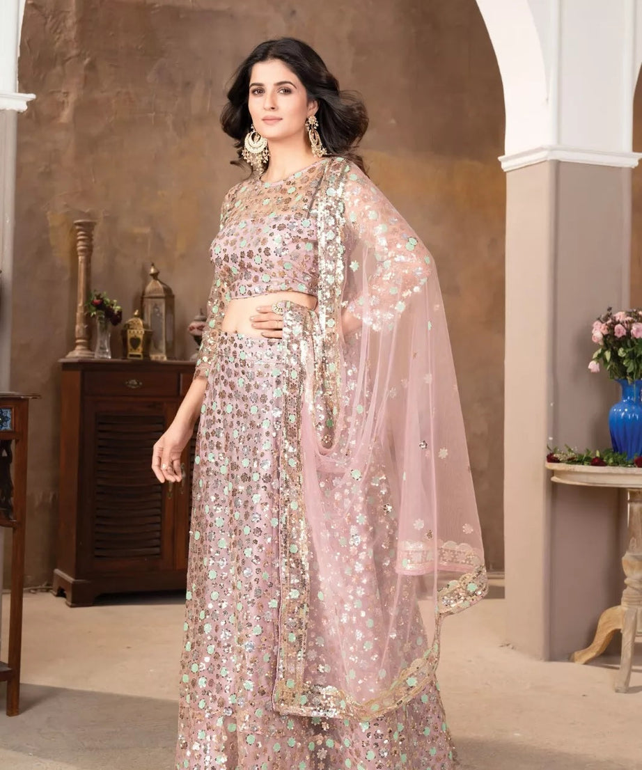 Embellished With  Sequence Work  Designer Lehenga Blouse & Dupatta