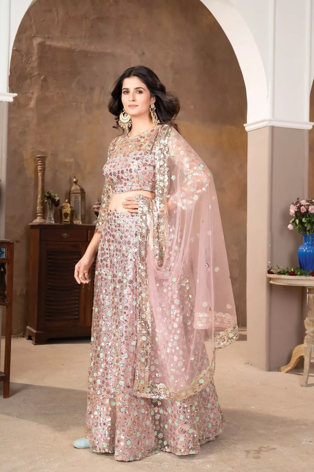 Embellished With  Sequence Work  Designer Lehenga Blouse & Dupatta