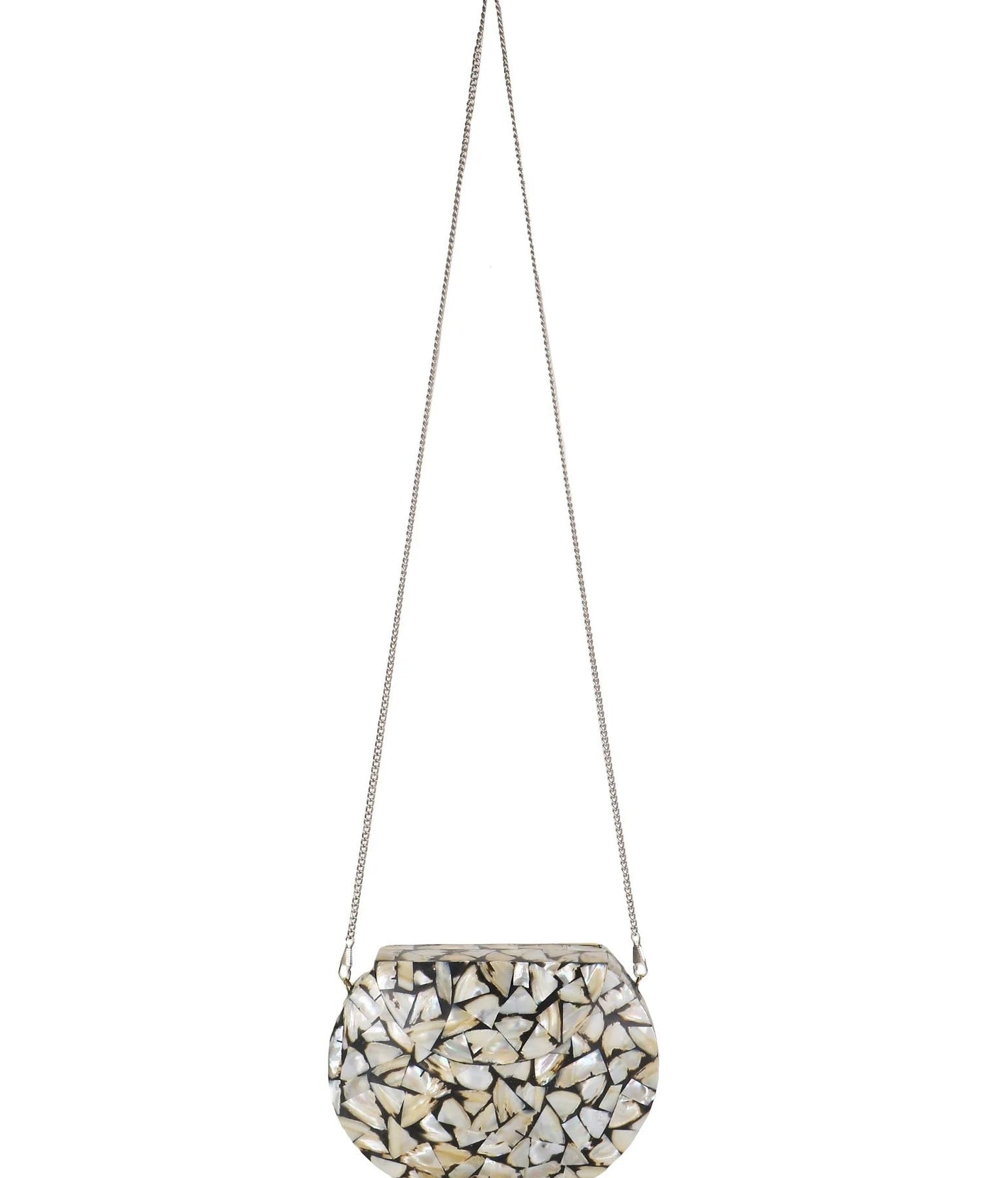 Mosaic Marble Finish Metal Clutch