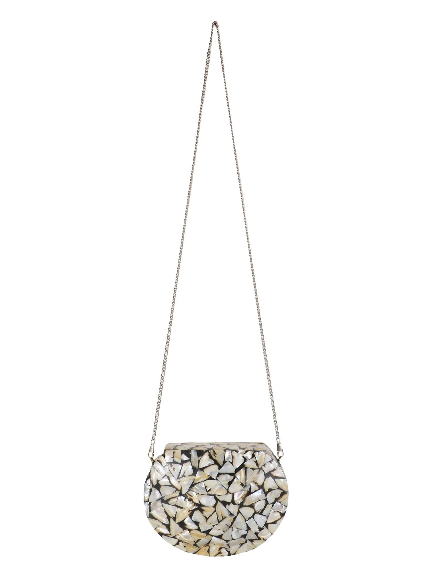 Mosaic Marble Finish Metal Clutch