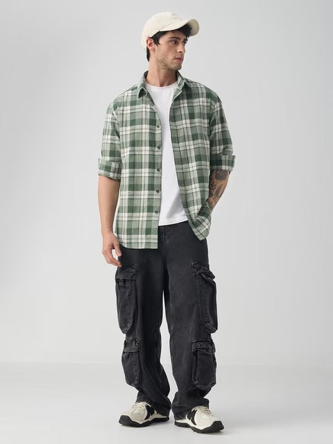 Cotton Linen Checks  Matcha Cotton Linen Shirts