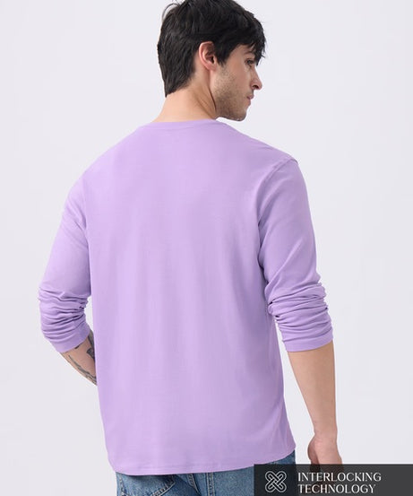 Light Lavender Supima Full Sleeve Henley T-Shirts