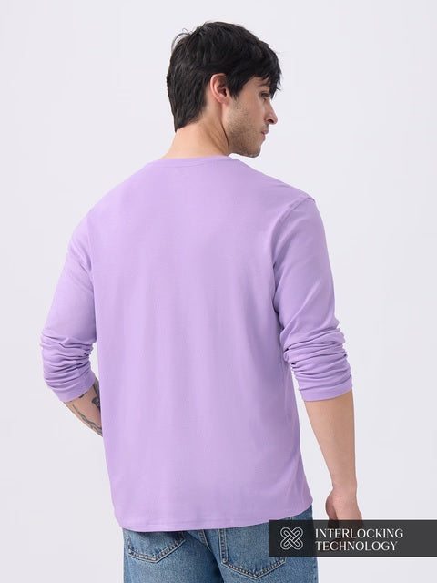 Light Lavender Supima Full Sleeve Henley T-Shirts