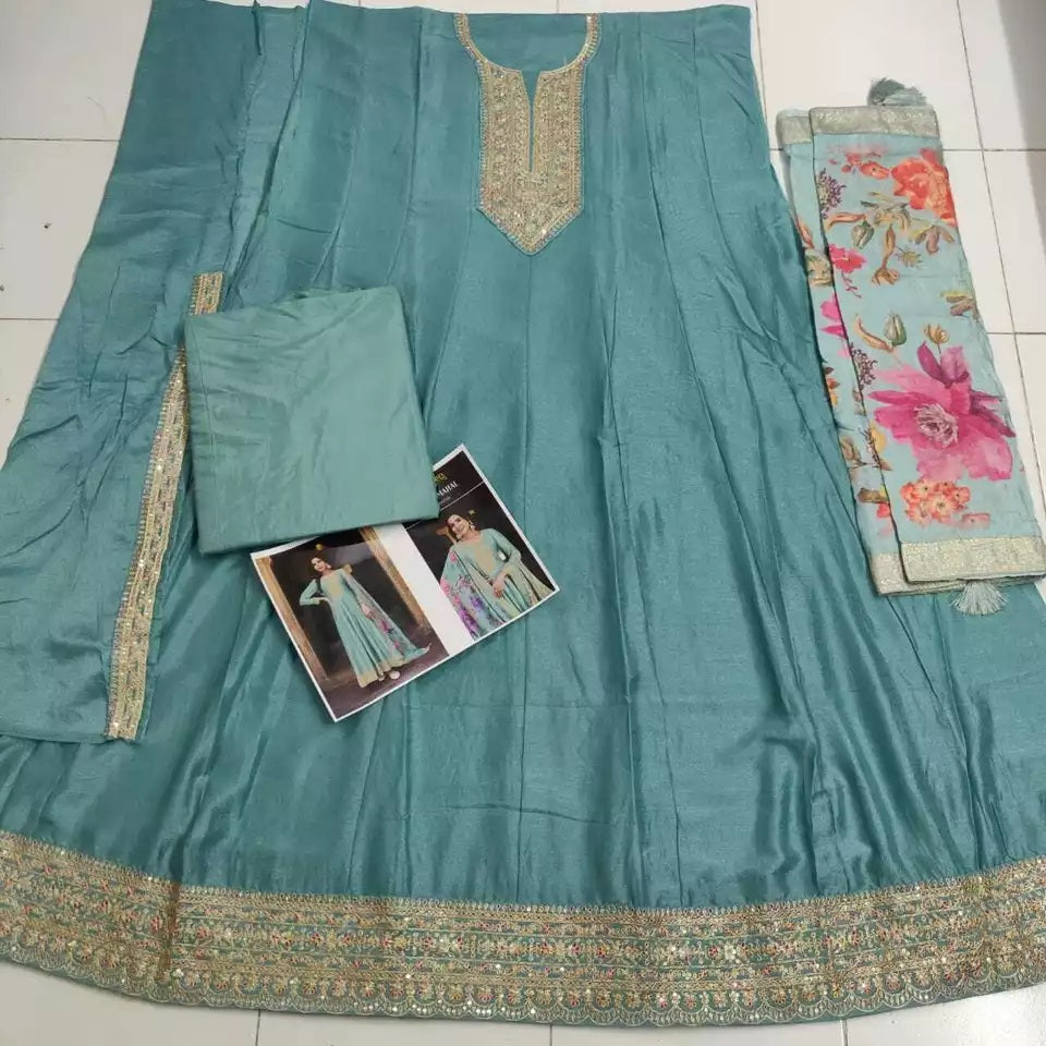 Silk Indian Wedding Pakistani Wear Top Bottom & Dupatta