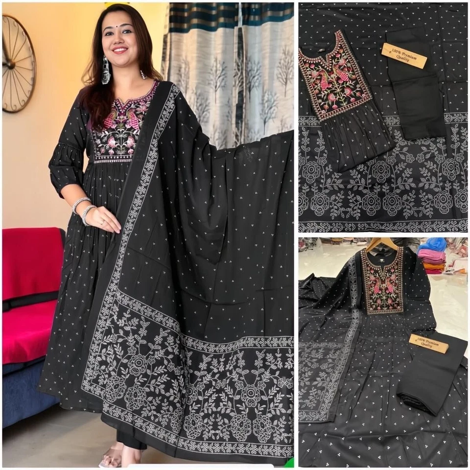 New Trending Reyon With Embroidery Work Wedding Party Wear Top Bottom Dupatta 12-BS