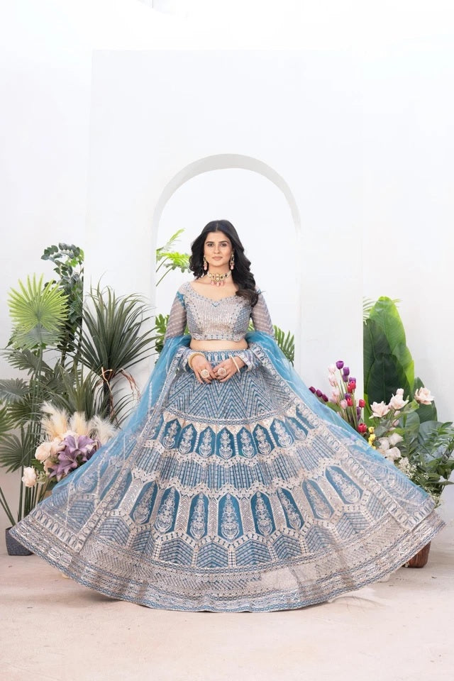 Exclusive Stitched Premium Net Wedding Function  Lehenga Blouse With Dupatta 15-MA