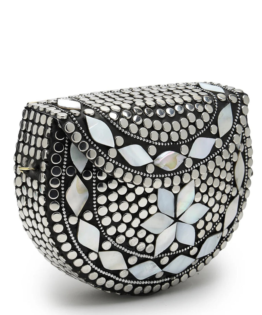 Mosaic Mosaic Embellished Metal Clutch