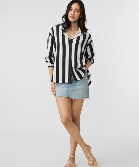 Stripe Shirt  Black, White Women Boyfriend Shirts