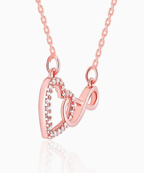Rose Gold Sparkling Infinity Pendant with Link Chain
