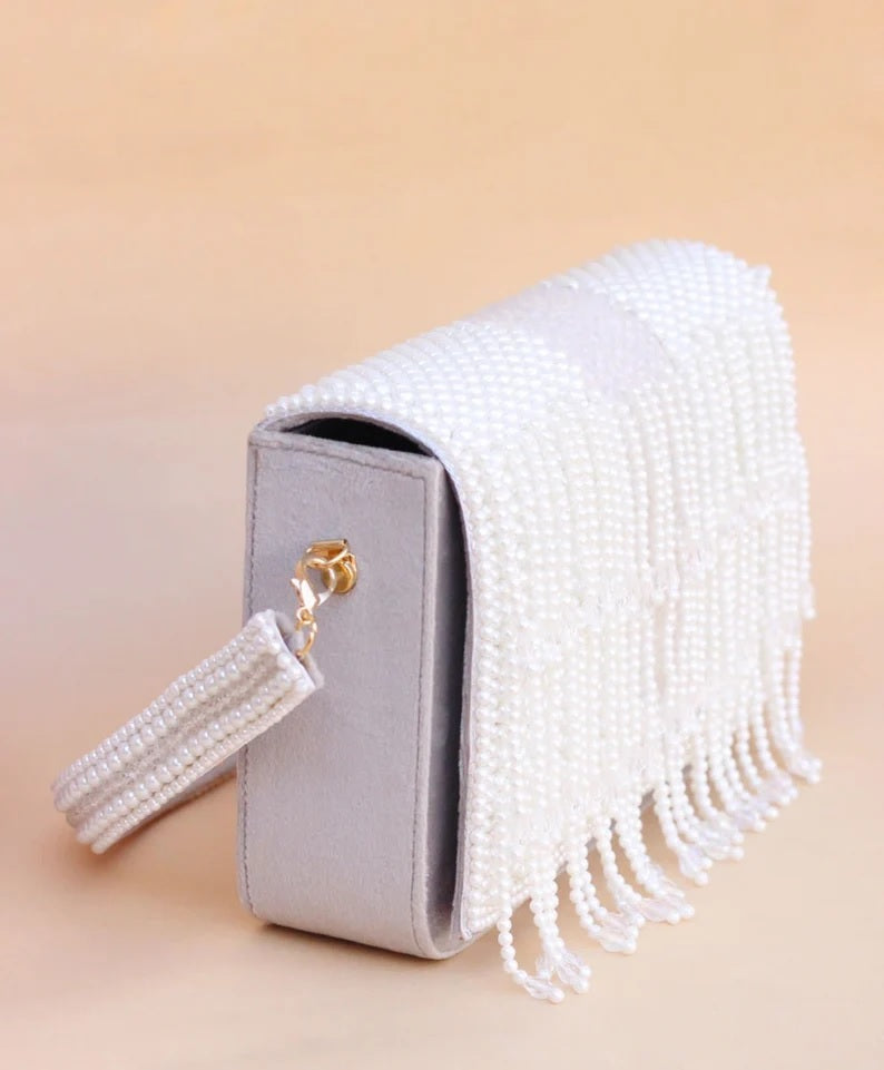 Pearl And Beads Work Clutch