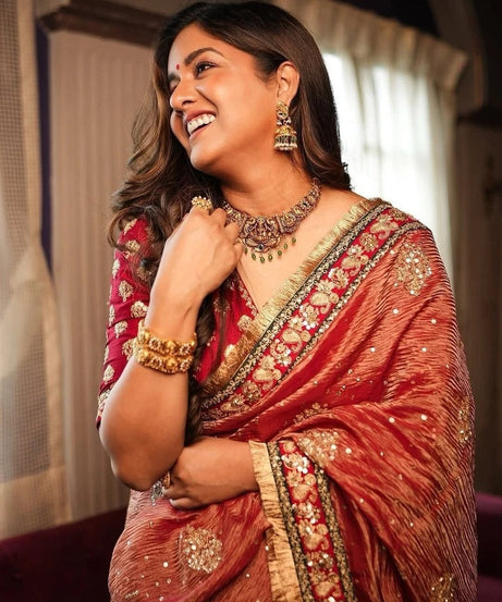 Heavy Soft Banarasi Crush Fabric Party Wedding Wear Saree,Function Sari