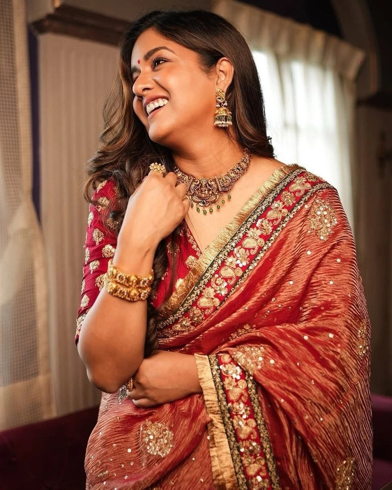 Heavy Soft Banarasi Crush Fabric Party Wedding Wear Saree,Function Sari