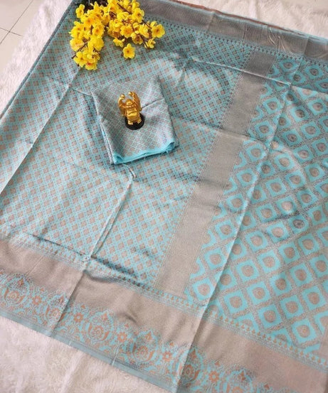 Bollywood Banarasi Soft Silk Saree For Women's, Fancy Style Sari & Blouse